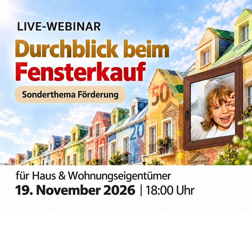 Online Fachvortrag "Durchblick beim Fensterkauf" für das Jahr 2026 - Sonderthema Förderung